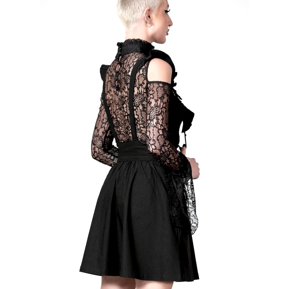 Killstar Yuna ruffle strap skater skirt pinafore Cross zip S NWT gothic lolita - Picture 3 of 3